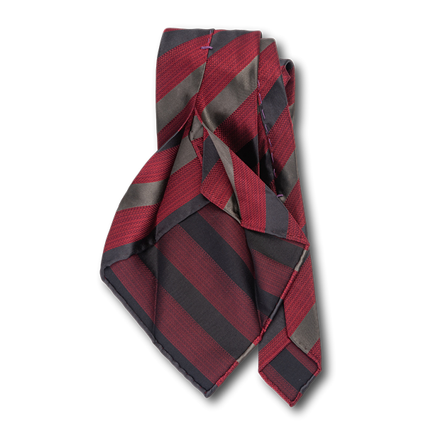 Carlo Franco Heather Red With Black And Gray Satin Stripes Unlined Seven Fold Tie
