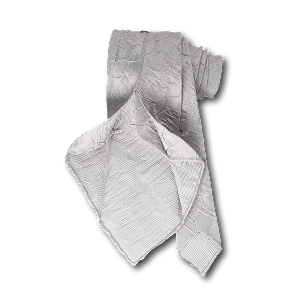 Carlo Franco Tone On Tone Twisted Stripe In Silver Unlined Seven Fold Tie