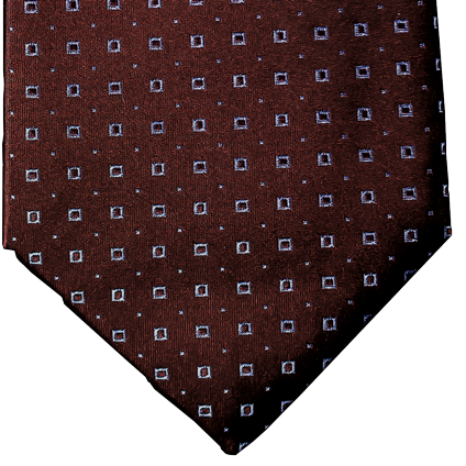 Licata - Chocolate Brown Silk with Light Blue Neat Pattern