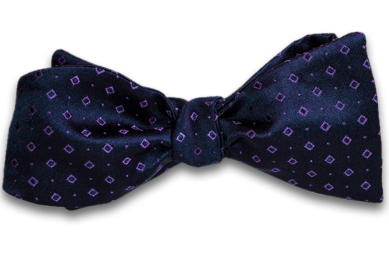 Licata - Navy Blue Satin Silk Self Tie Bow Tie with Lavender Purple Neat Pattern