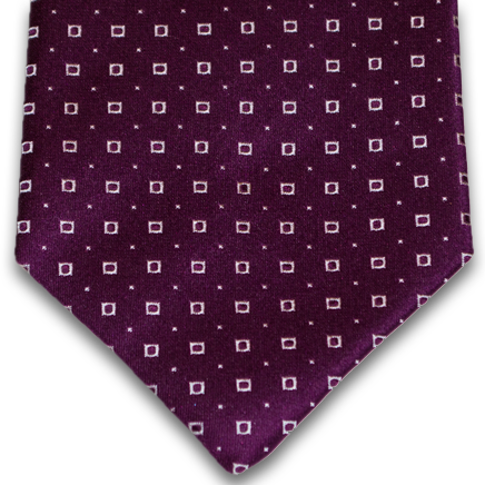 Licata - Plum Wine Satin Silk with Small Silver Neat Pattern