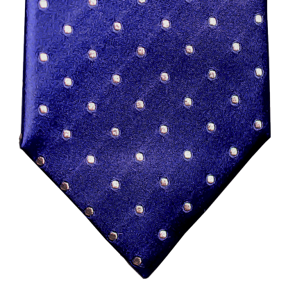 Marsala - Royal Purple Blue Satin Silk with White Polka Dots