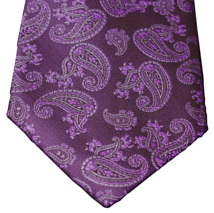 Messina - Brown with Lavender Purple Paisley Woven Silk