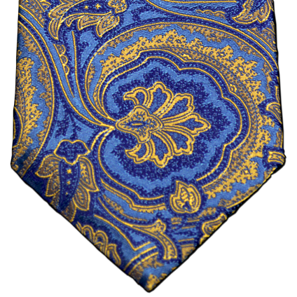 Modica - Blue and Gold Woven Paisley Silk