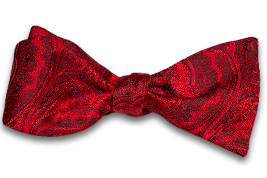 Modica - Red Silk Self Tie Bow Tie with Deep Woven Paisley Pattern