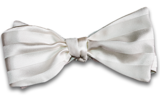 Trapani - Black Ivory Silk Self Tie Bow Tie with Tone on Tone Stripes