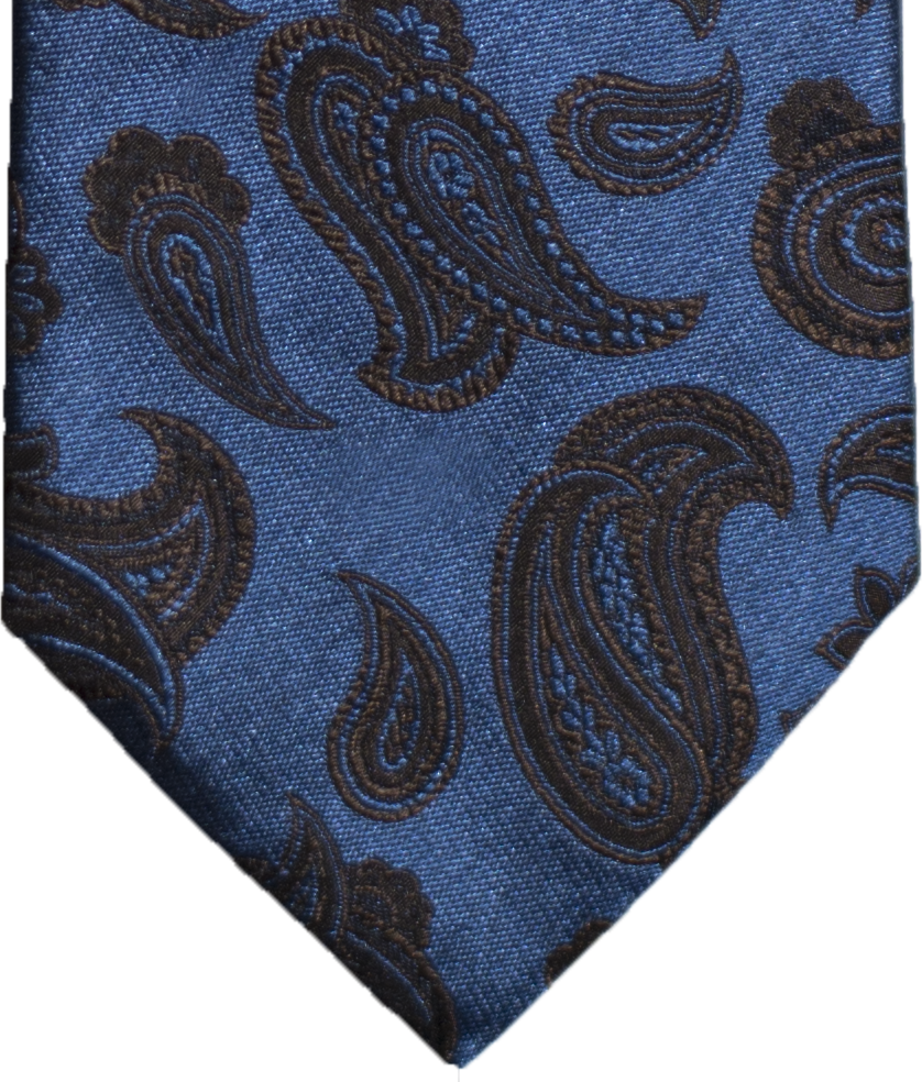 Nicolosi - Blue and Brown Woven Paisley Silk Bow Tie