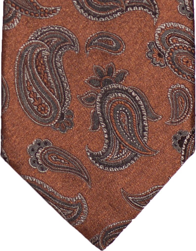 Nicolosi -Copper Rust with Taupe and Black Woven Paisley Silk Tie