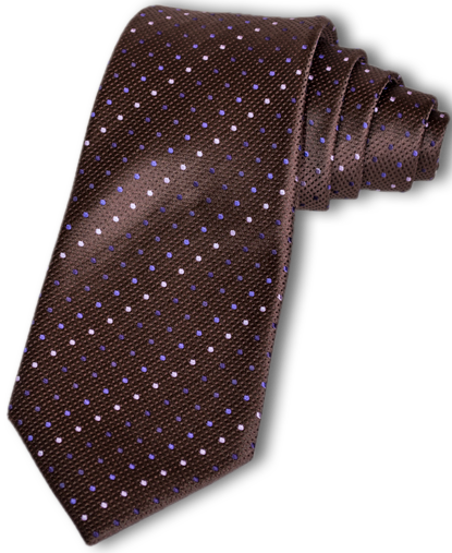 Adrano - Chocolate Brown Silk with Purple and Pink dots