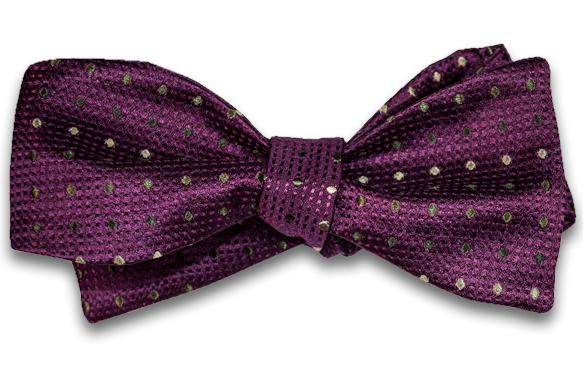 Adrano - Dark Plum Wine Silk with Bronze and Olive Neat Bow Tie