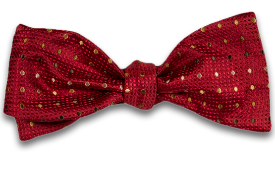 Adrano - Red Woven Silk Bow Tie with Gold Olive and Bronze dots