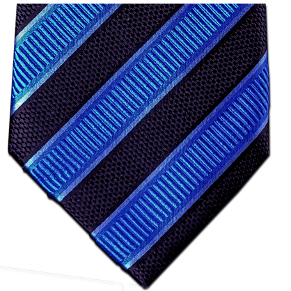 Belpasso - Black and Blue Silk Striped Mogador Silk