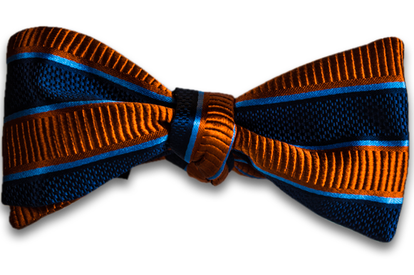 Belpasso - Navy Blue and Orange Striped Mogador Silk Self Tie Bow Tie