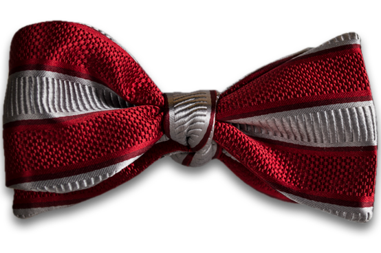 Belpasso - Red and Silver Striped Mogador Silk Self Tie Bow Tie