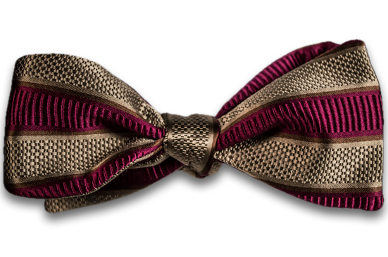 Belpasso - Wine and Khaki Striped Mogador Silk Self Tie Bow Tie