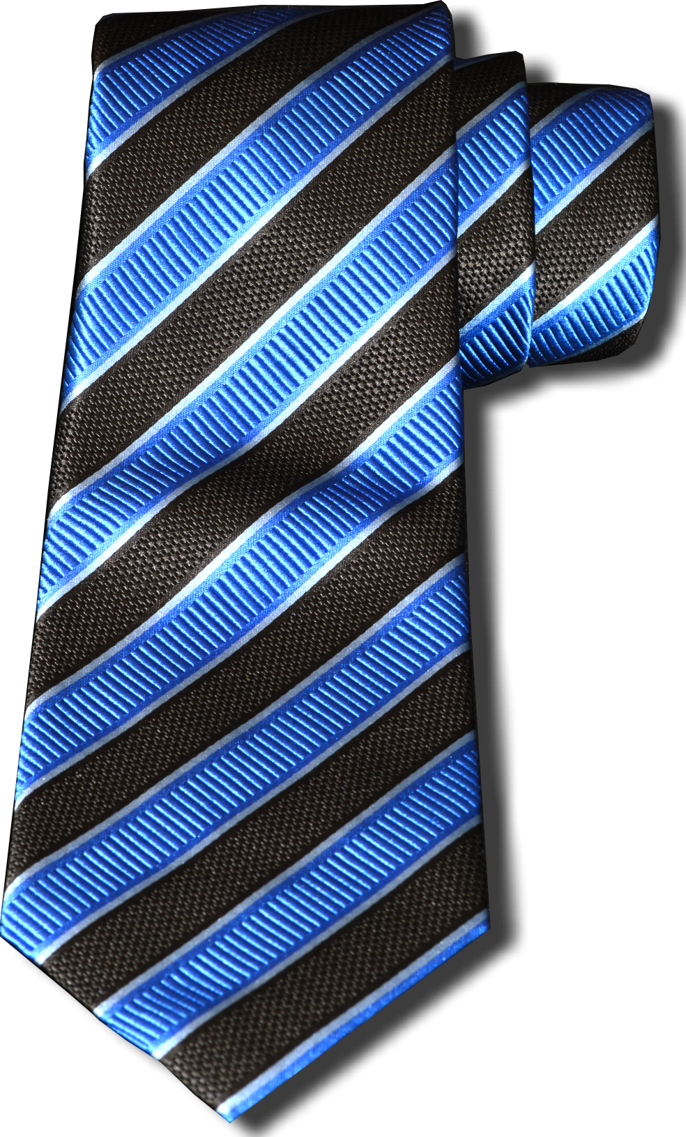 Belpasso - Black and Blue Silk Striped Mogador Silk