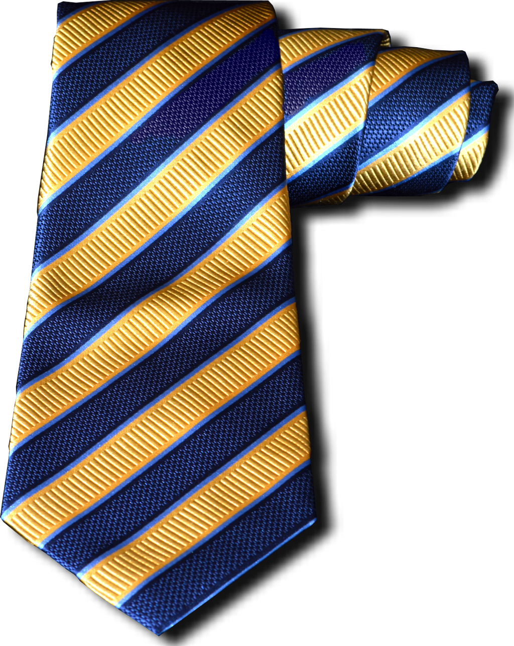 Belpasso - Navy Blue and Gold Silk Striped Mogador silk