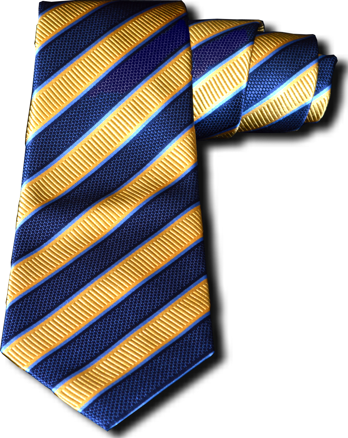 Belpasso - Navy Blue and Gold Silk Striped Mogador silk