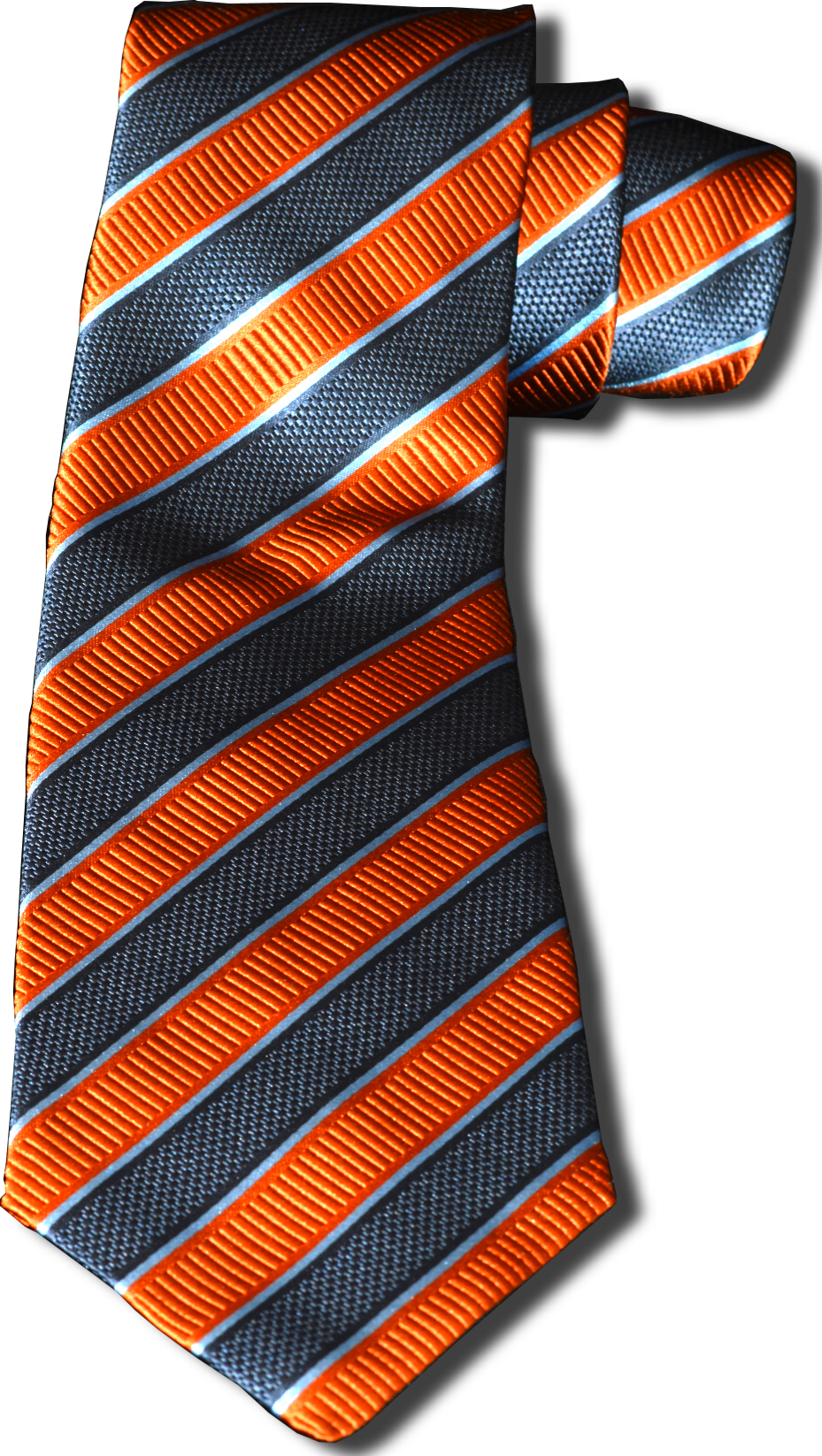 Belpasso - Navy Blue and Orange Mogador Silk Striped