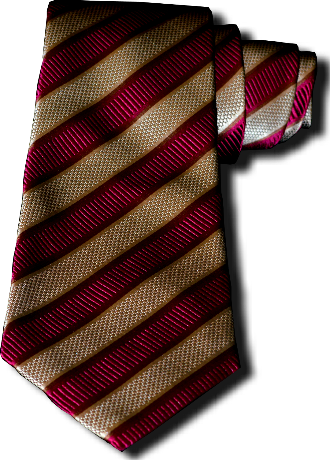 Belpasso - Wine and Khaki Taupe Mogador Silk Stripe