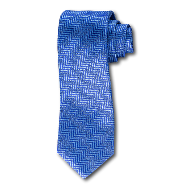 Carlo Franco Blue Woven Chevron Unlined Seven Fold Tie