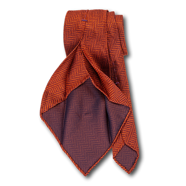 Carlo Franco Orange Woven Chevron Unlined Seven Fold Tie