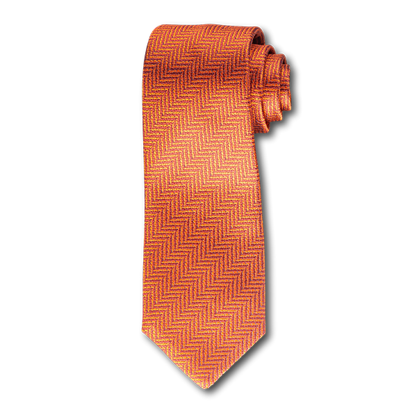 Carlo Franco Orange Woven Chevron Seven Fold Tie