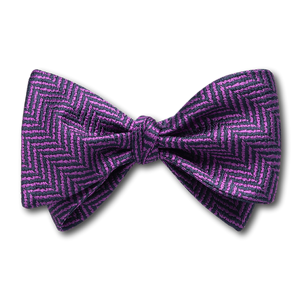 Carlo Franco Purple And Navy Woven Chevron Bow