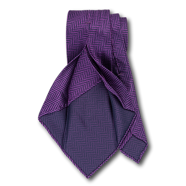 Carlo Franco Purple And Navy Woven Chevron Unlined Seven Fold Tie