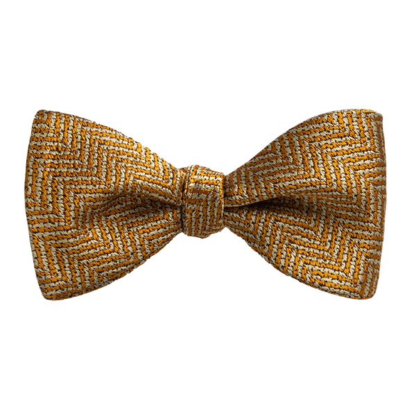 Carlo Franco Yellow And Gold Woven Chevron Bow