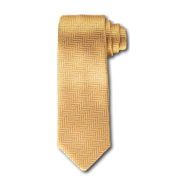 Carlo Franco Yellow And Gold Woven Chevron Seven Fold Tie