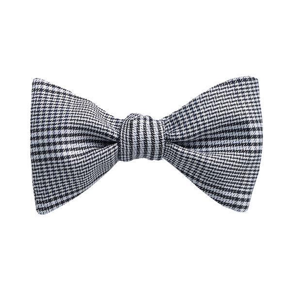 Carlo Franco Classic Black And White Woven Glen Plaid Bow