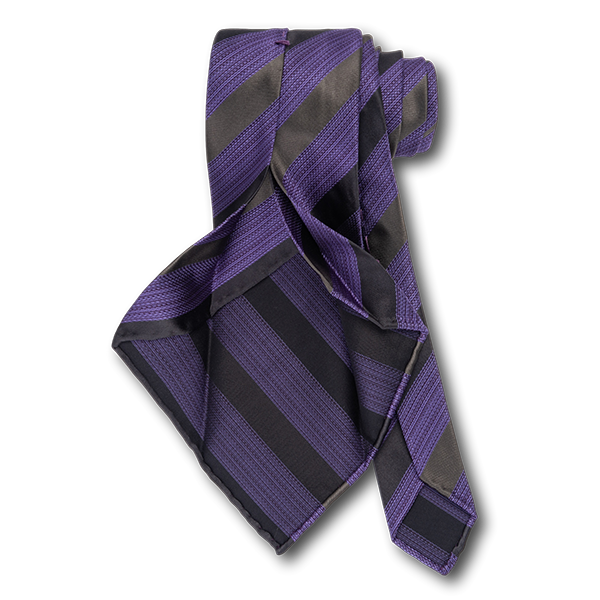 Carlo Franco Heather Purple With Black And Gray Satin Stripes Unlined Seven Fold Tie