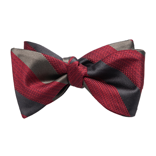 Carlo Franco Black And Gray Satin Stripes Bow in Heather Red