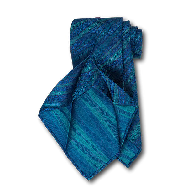 Carlo Franco Layers Of Nature - Blue & Teal Grean Unlined Seven Fold Tie