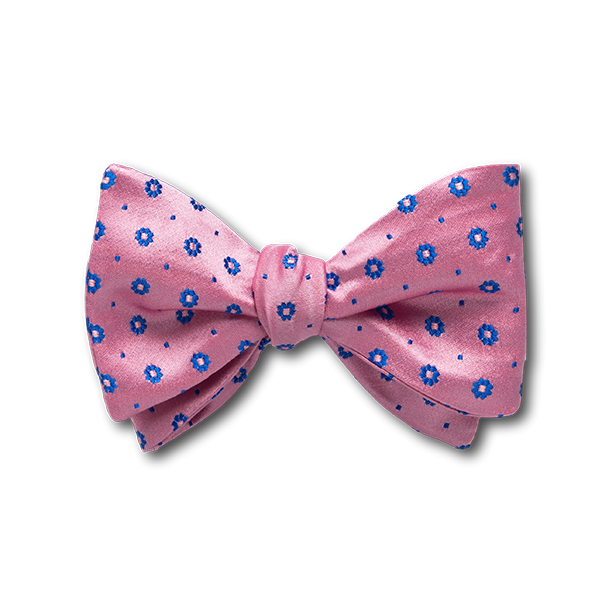 Carlo Franco Pink Satin With Blue Floral Neat Bow