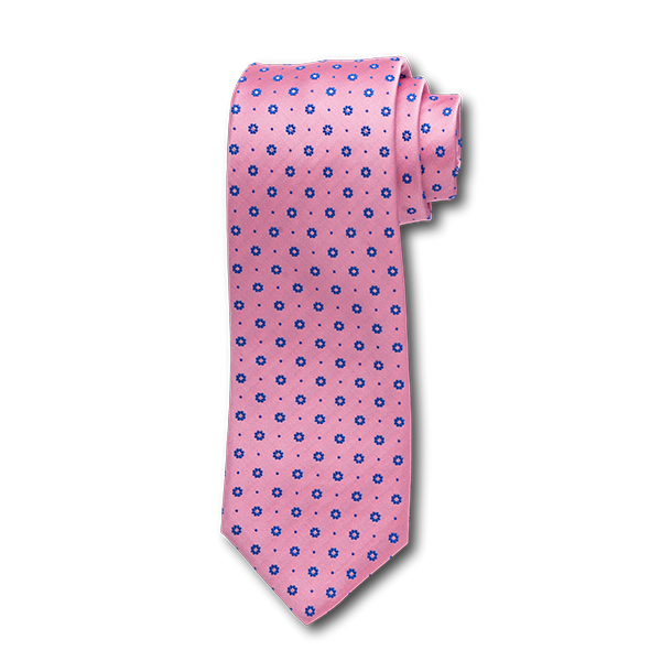 Carlo Franco Royal Blue Satin With Aqua Green Floral Neat Seven Fold Tie