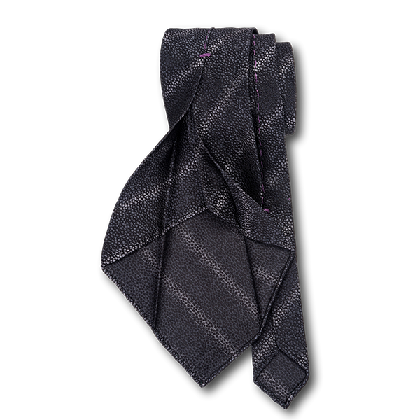 Carlo Franco Sharkskin Woven Texture Of Black Unlined Seven Fold Tie