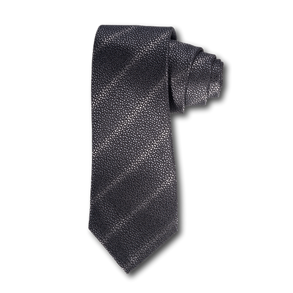 Carlo Franco Sharkskin Woven Texture Of Black Seven Fold Tie