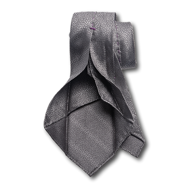 Carlo Franco Sharkskin Woven Texture Of Gray Unlined Seven Fold Tie