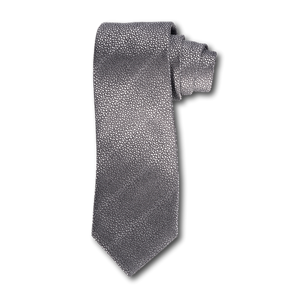 Carlo Franco Sharkskin Woven Texture in Gray Seven Fold Tie