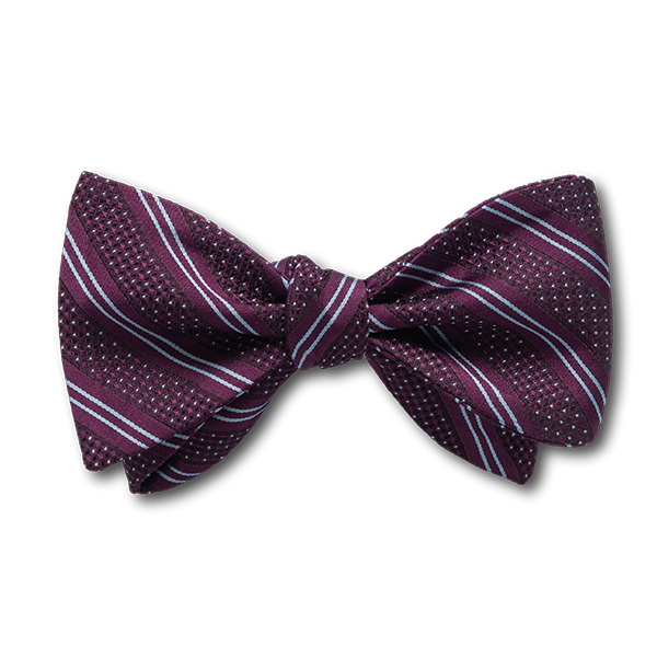 Carlo Franco Double Stripe W/ Dots - Burgundy W Light Silver Blue Bow