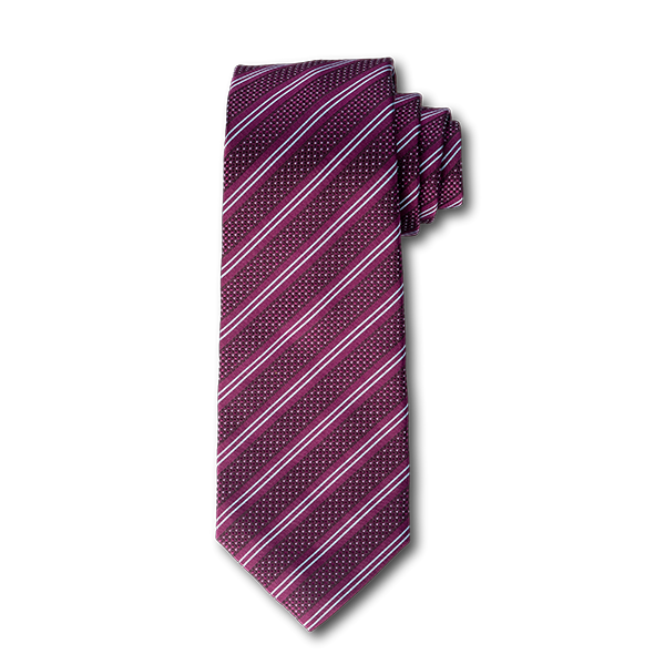 Carlo Franco Double Stripe W/ Dots - Burgundy W Light Silver Blue Seven Fold Tie