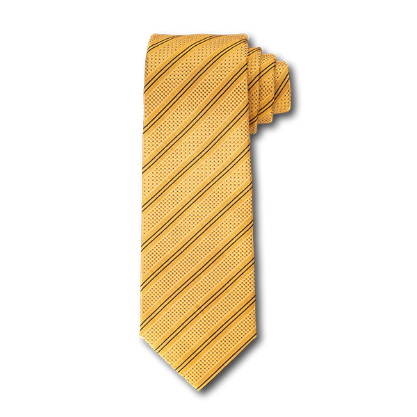 Carlo Franco Double Stripe W/ Dots - Gold W Black Seven Fold Tie
