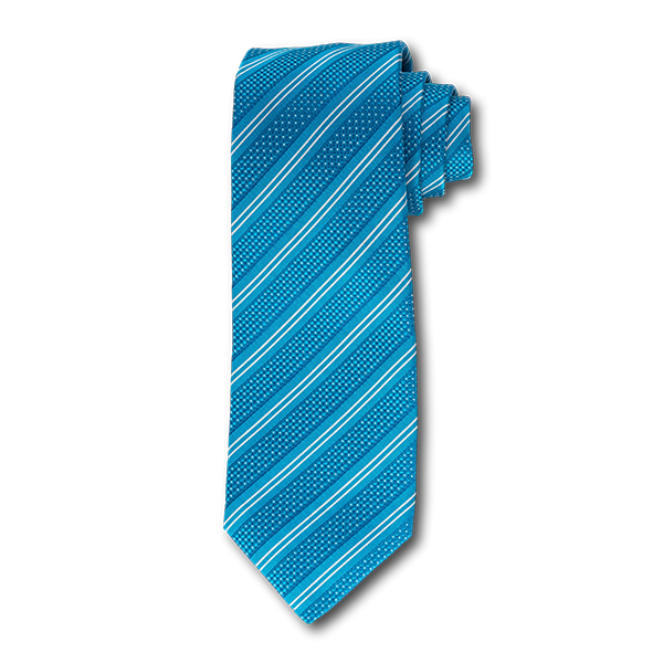 Carlo Franco Double Stripe W/ Dots - Teal W Navy And White Seven Fold Tie