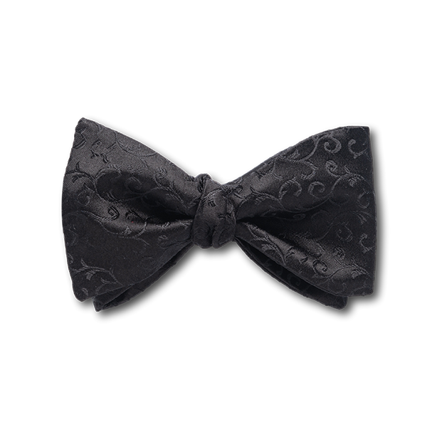 Carlo Franco Black Satin Tone On Tone Swirls Bow