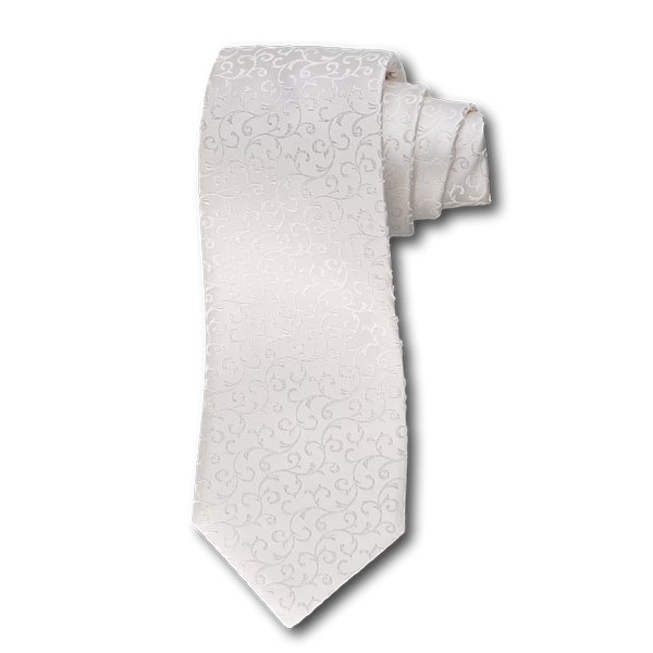 Carlo Franco Cream Satin Tone On Tone Swirls Seven Fold Tie