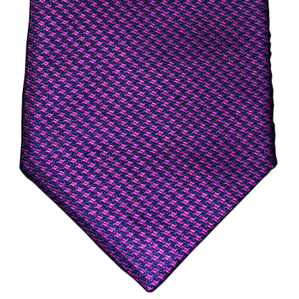 Cosimo - Magenta Pink and Navy Blue houndstooth Woven Silk