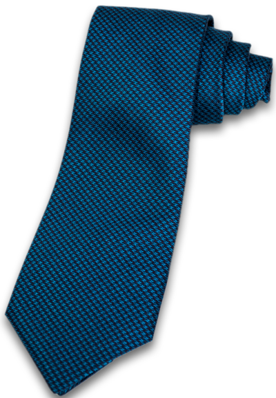 Cosimo - Navy Blue and Teal houndstooth silk