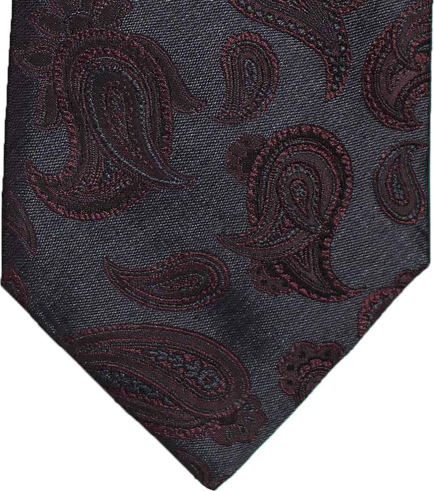 Nicolosi - Black with Burgundy Red Woven Paisley Silk Bowtie
